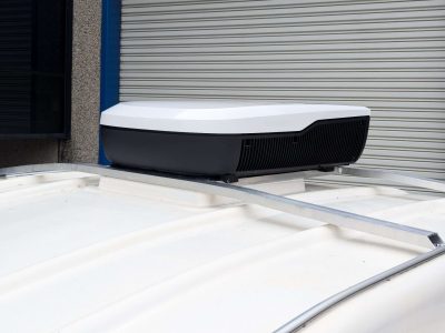 air conditioner on caravan 45 angle view