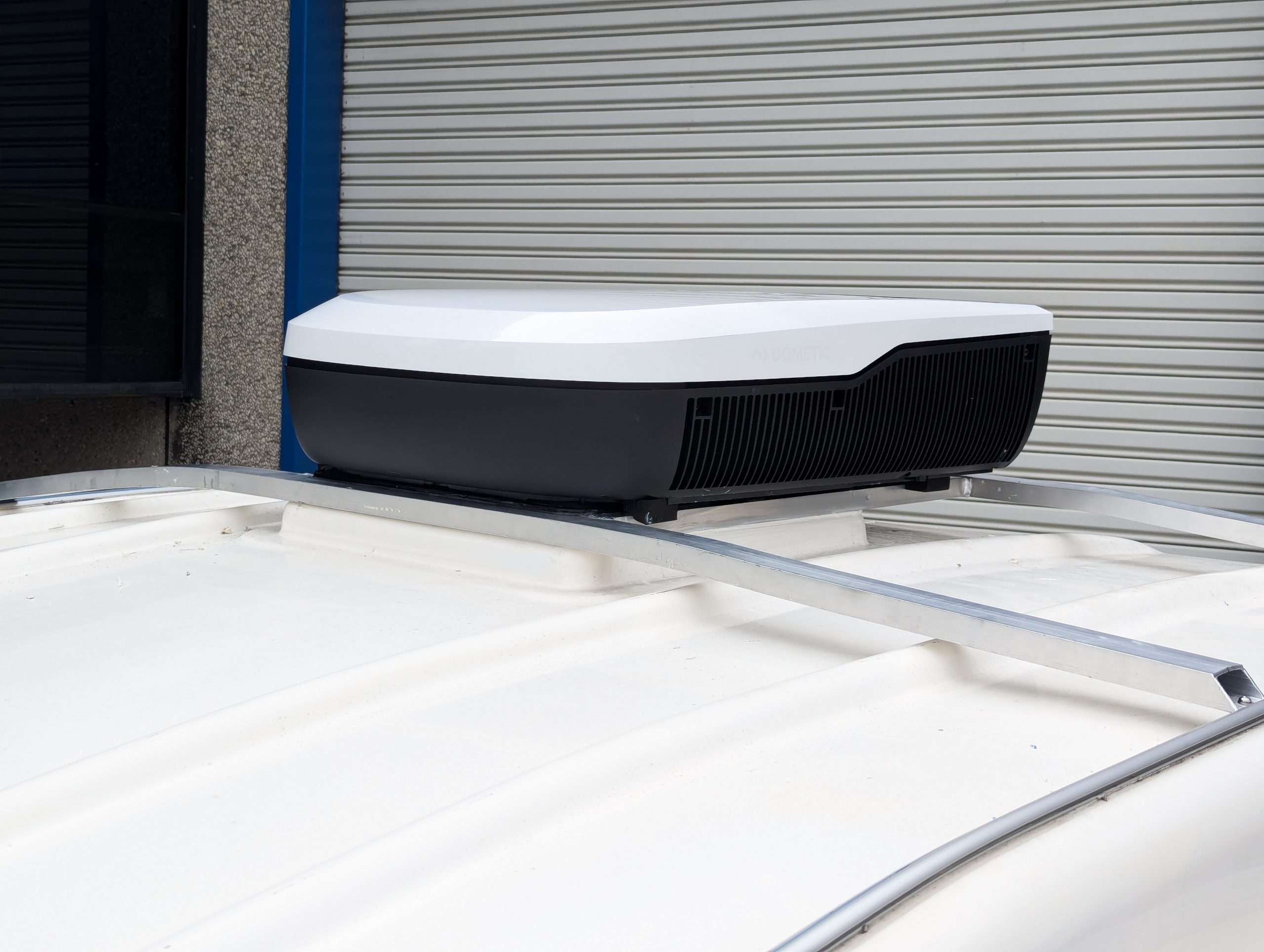 air conditioner on caravan 45 angle view